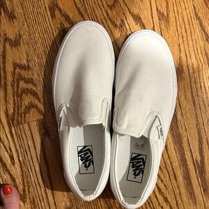 Vans Classic White Canvas Slip-Ons